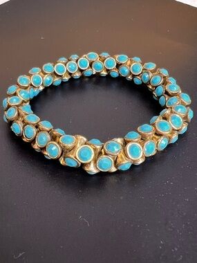 Stella & Dot Gold-Tone Bracelet with Turquoise Cabochons